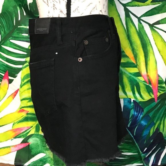 American Eagle Sz 2 Black Denim Button Closure School Casual Mini Skirt - Picture 4 of 8